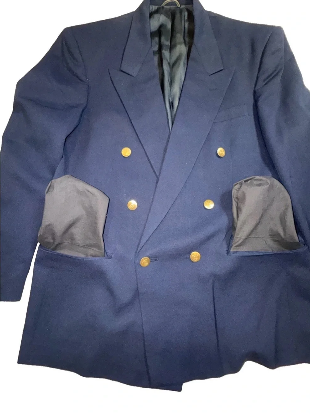 Christian Dior Monsieur Blazer 42R Navy Double Breasted Gold Buttons